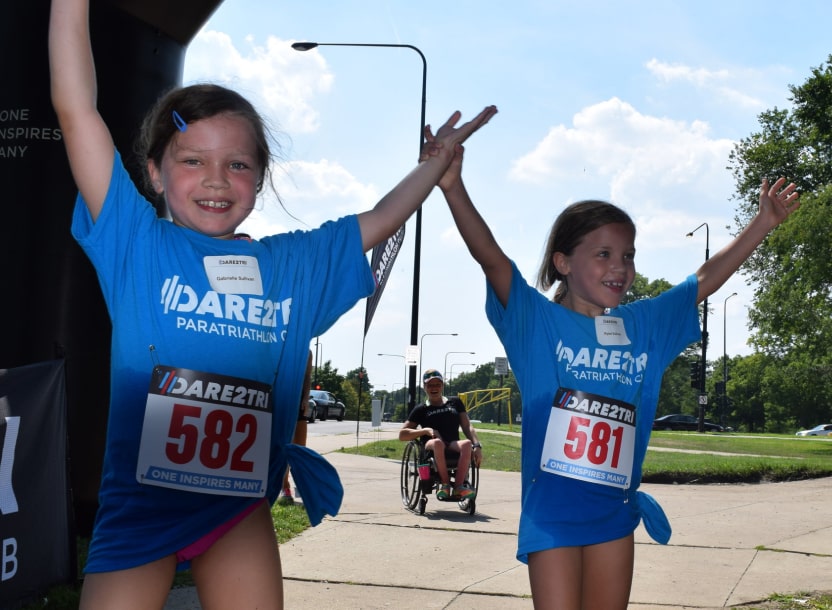 Youth finishing a race