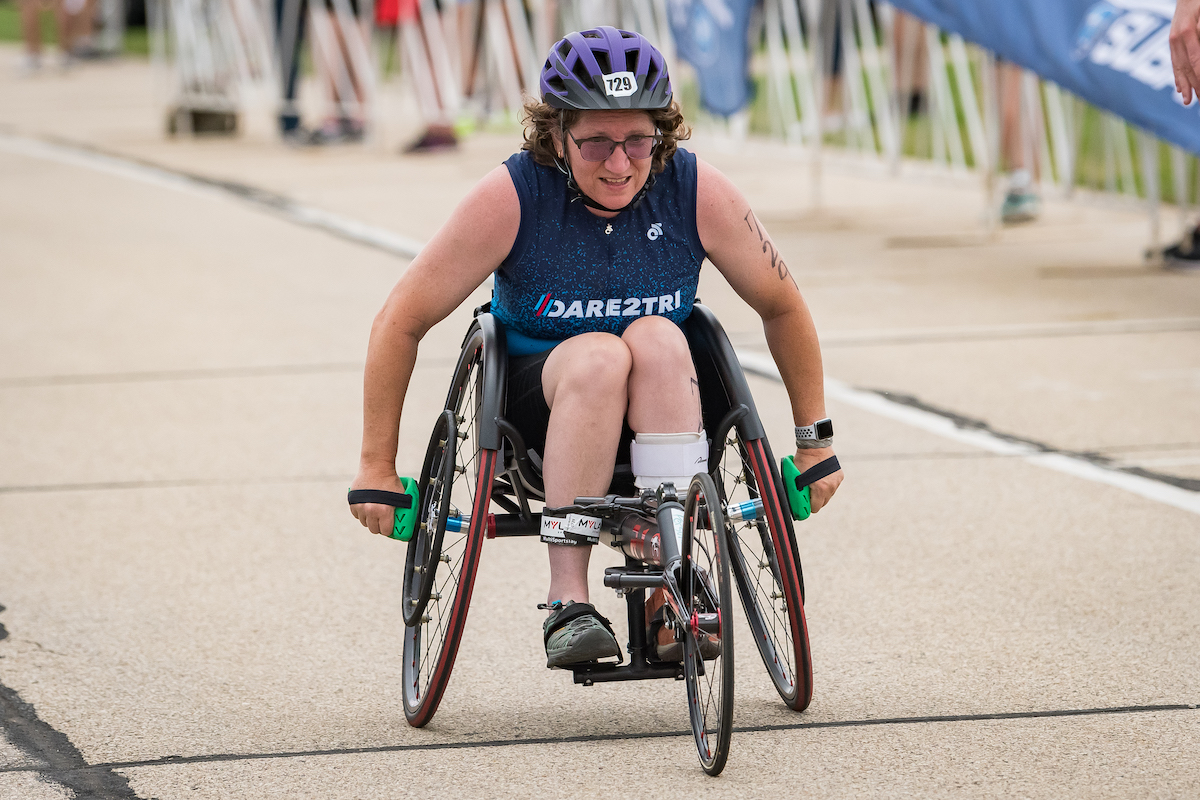 Karen Sternfeld in a racing chair.