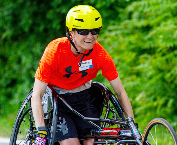 Heather Sealover in a racing chair.