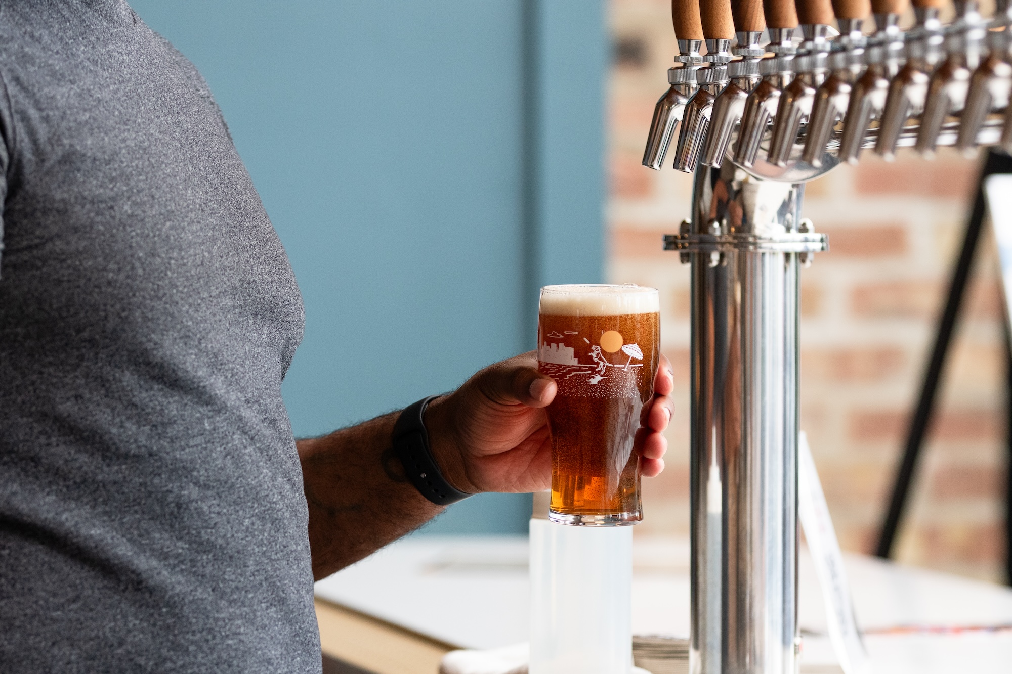 Freshly poured glass of beer.